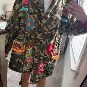 Floral Embroidered Camouflage Jacket